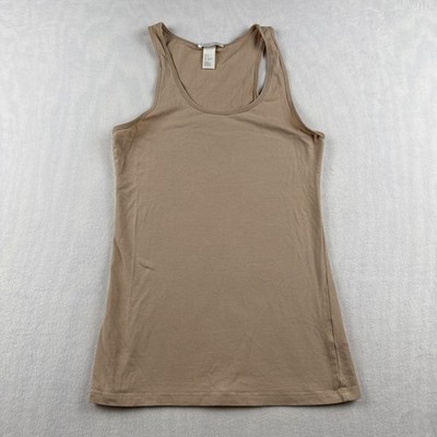 H&M Basic Tank Top Womens Size Small Beige Fitted Sleeveless Stretchy Cotton
