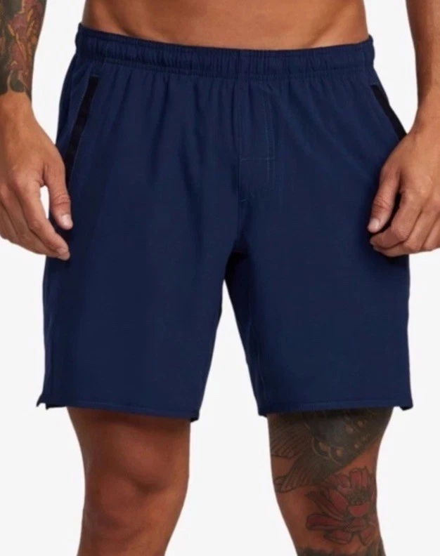$70 RVCA Men's Yogger Stretch 17 Shorts 8" - Navy Blue - Medium -New Tag