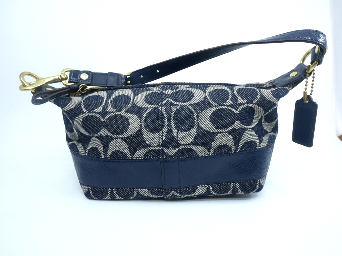 Coach C Signature Denim Demi Mini Baguette Purse Bag Anniversary
