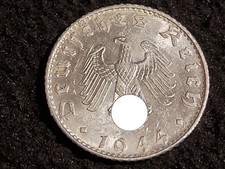 50 Pfennig 1944 B, Gr. Reichsadler mit Hk, Eichenlaub, Alu, VZ, Deutsches Reich.