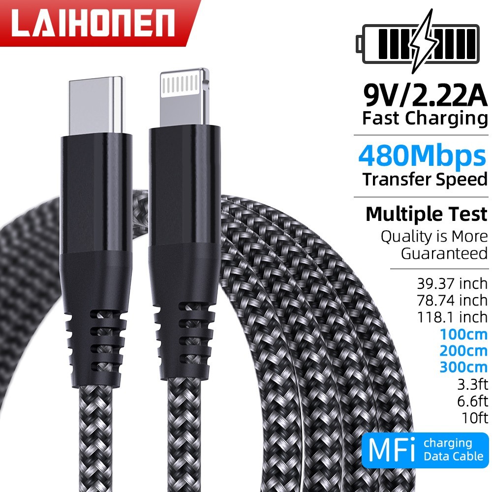 USB C to Lightning Cable 2M 2Pack, Apple MFi Certified iPhone Charger Cable Nylo