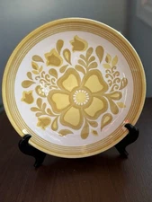 Set of 5 Royal Ironstone Dinner Plates Yellow Floral Vintage Mid Century USA