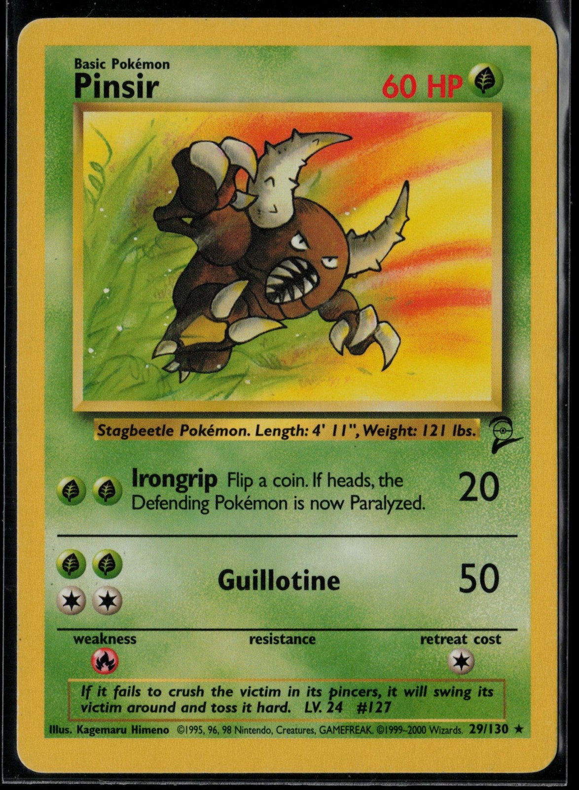 Pinsir 29/130 Rare Base Set 2 Pokemon Moderately Played