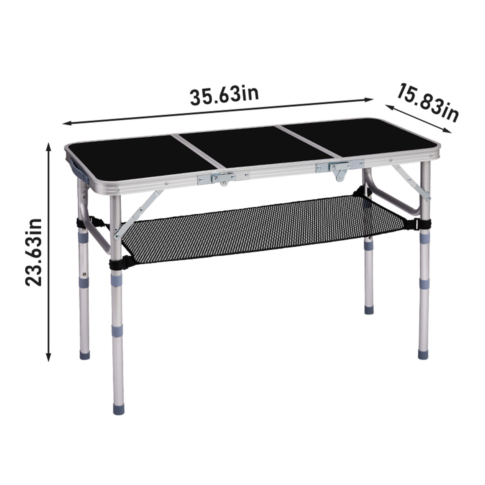 Outdoor Folding Camping Table, 3ft Portable Pinic Table with 3 Adjustable Height