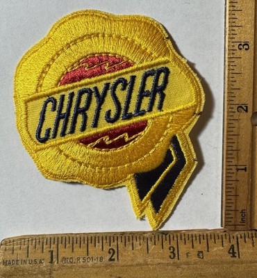 Vintage Chrysler Motors Gold Ribbon Logo Iron On Patch Mopar Auto Car Dealership