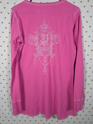Mini Vestido Vintage Victoria's Secret ROSA Rock & Roll Térmico Henley Y2K Grande - Imagen 1 de 4