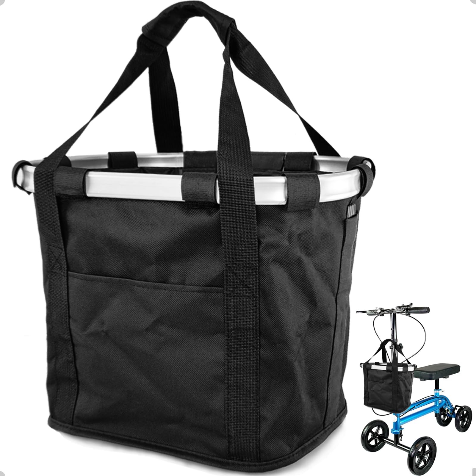 Mkuero Knee Scooter Basket Accessory with Handle, Quick Release Removable Clo...