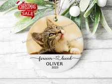Custom Porcelain Cat Ornament Personalized, Cat Memorial Gift, Photo Ornament...