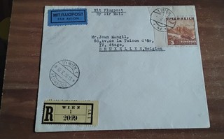 10 V 38 Flug R Br. ANK Nr. 610 Eckr.St. von Wien nach Brüssel Belgien !!!!!!