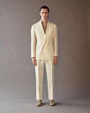 Men's Beige Lightweight Linen Blazer Casual Party Prom Summer Beach Wedding Suit