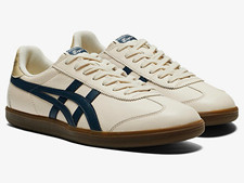 Onitsuka Tiger Tokuten Low Top Leather Lace-Up Sneakers Beige/Navy Rubber