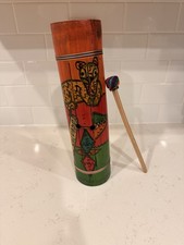 Hand-painted Wooden Rain Stick Folk Percussion Instrument with Mallet