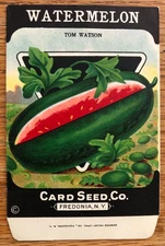 Vintage 1920s Lone Star Tom Watson Watermelon Seed Packet Empty Fruit Litho NOS