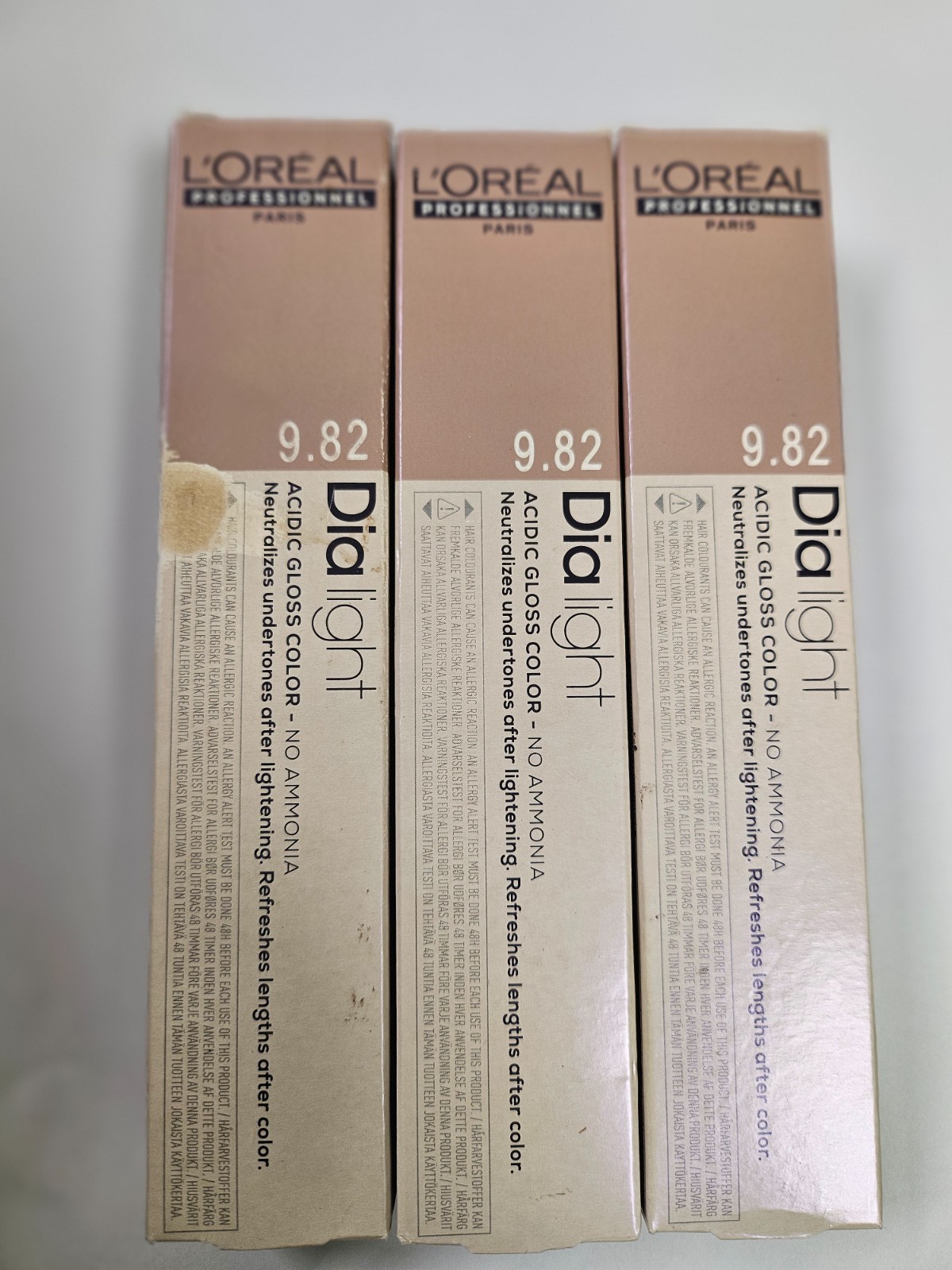 loreal Dia Light 9.82 pearls Very Light Mocha Iridescent Blonde  Milkshake X 3