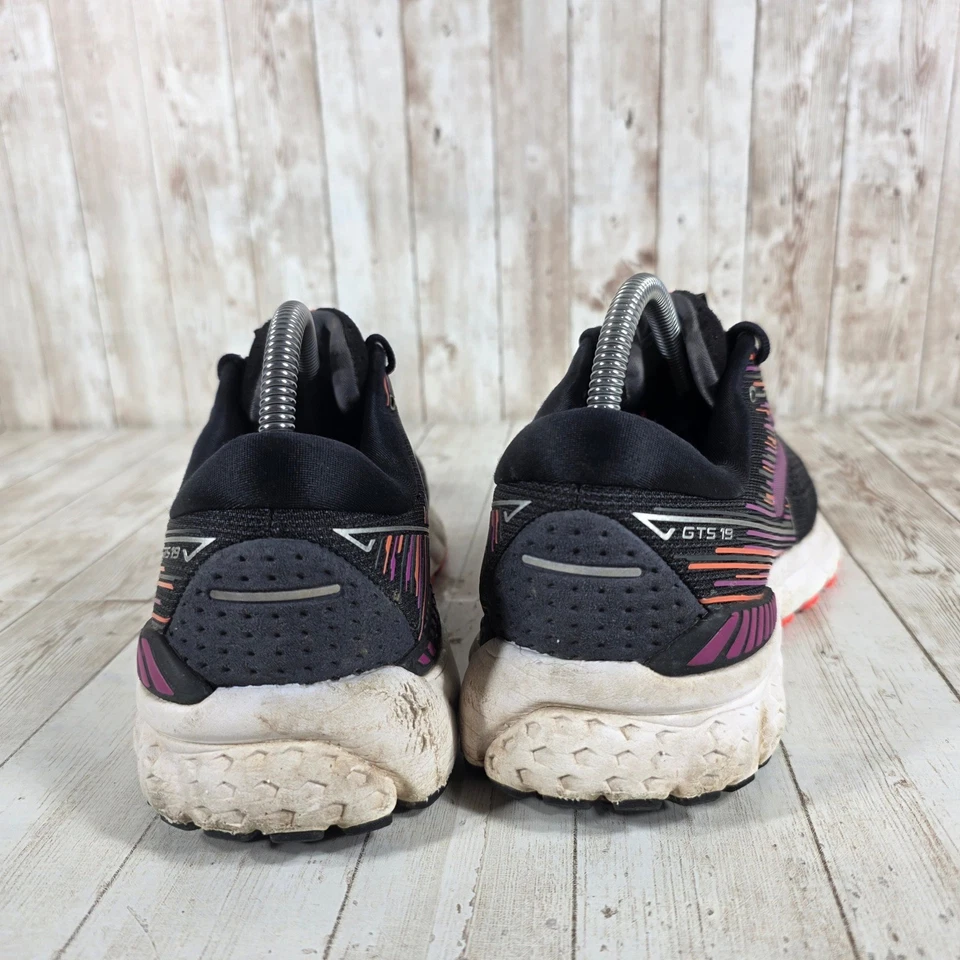 Brooks Adrenaline GTS 19 Women's Running Shoes Black Purple Orange Wide 8.5 - Image 3 of 4