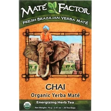 Mate Factor Organic Fresh Brazilian Yerba Mate Herb Tea Chai 20 Bags