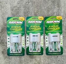 3x Rayovac 4 battery charger for AA/AAA batteries, INCLUDES 6 AA, 4 Hour Charger