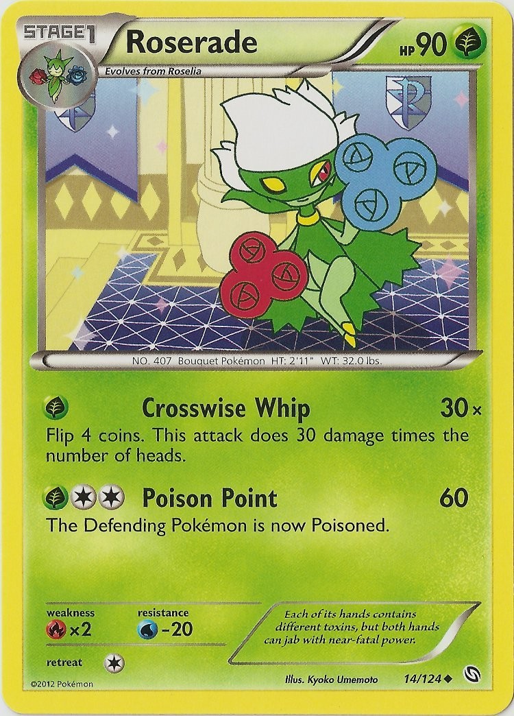 Roserade - 14/124 - Uncommon NM, English Pokemon Dragons Exalted