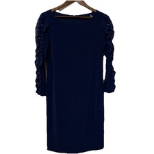 ivanka trump blue sheath dress 3/4 sleeve women's small petite