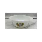 VTG Indopal Milk Glass Casserole Dish White Cottage House Countryside Scene 8"