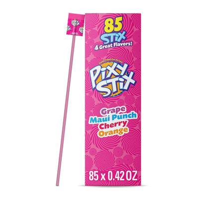 Pixy Stix, Sour Powder Straws, Grape, Maui Punch, Cherry, and Orange, Sweet and 