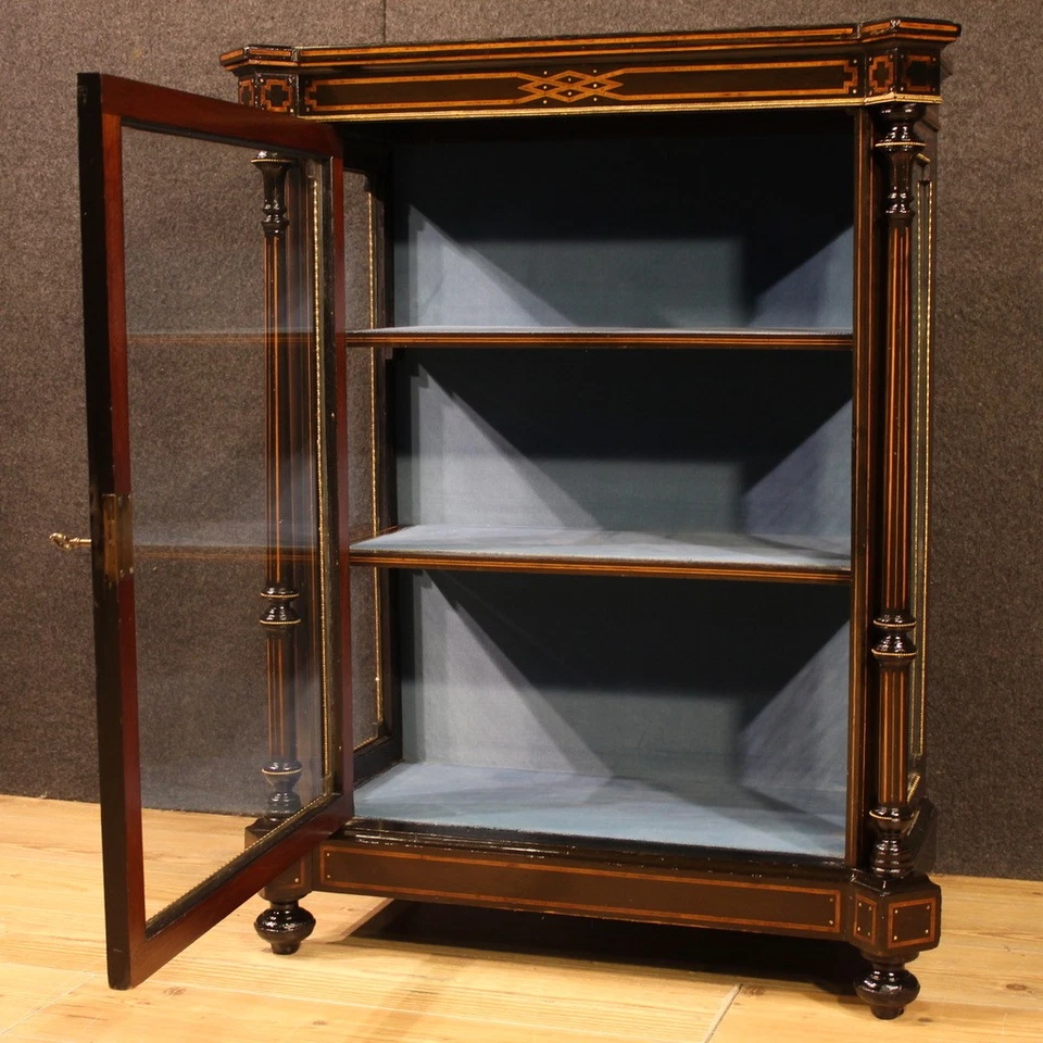 Display cabinet English vitrine furniture sideboard inlaid wood bookcase 800 - Image 3 of 4