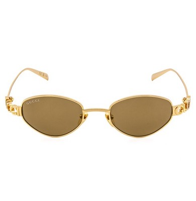 GUCCI 1935 Gg1935S Gold Bronze Logo Unisex Metal Oval Wrap Mirror