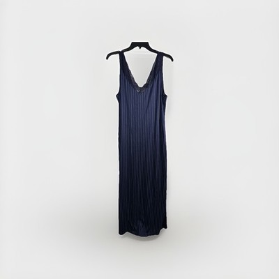 Calida Women s Long  Striped Slip Nightgown Med Blue Soft Modal Cozy 80s Dainty