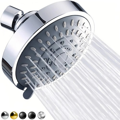 #ad High Pressure Shower Head 5 Setting Fixed Showerhead 4 Inch High Flow Adjustable $15.29