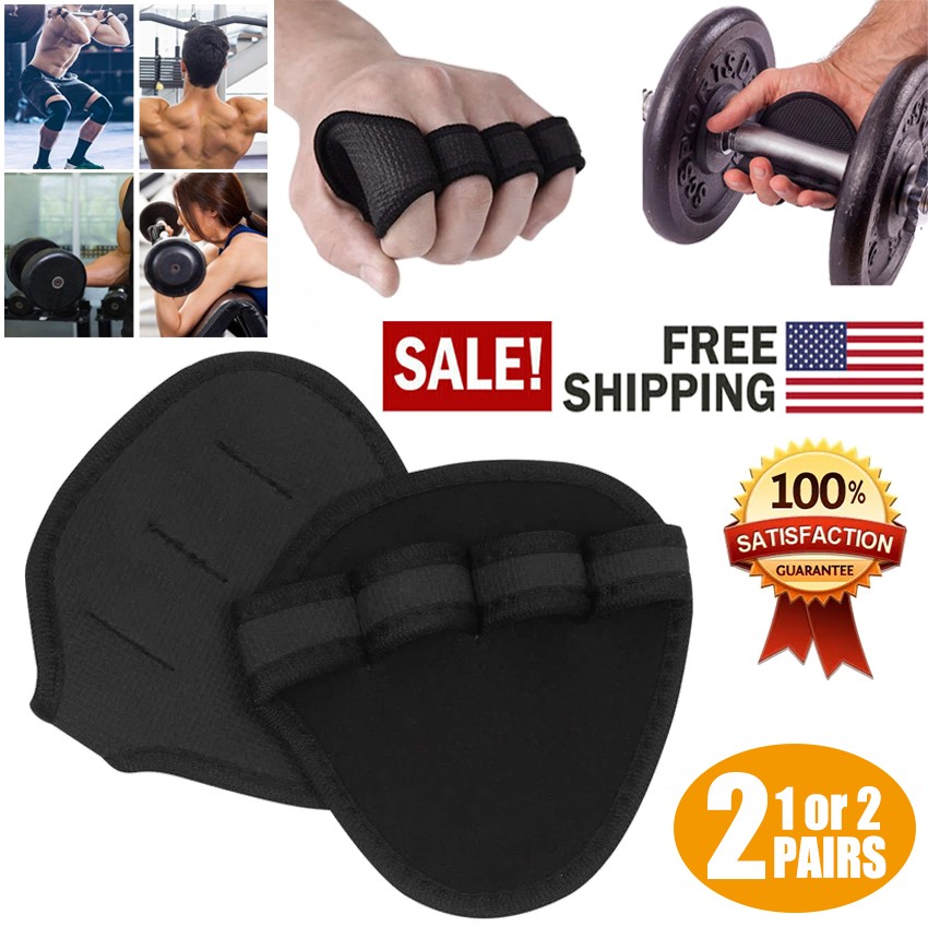 1-2x Sports Workout Gloves for Gym,Durable Gym Grips, & Grip Pads Rubber Padding