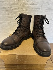 Stivaletti stringati da combattimento Rooman in pelle marrone fodera lana EU 44