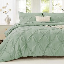 Size Comforter Set, 7-Piece Bed in a Bag, Pintuck Bedding Sets for King Sage
