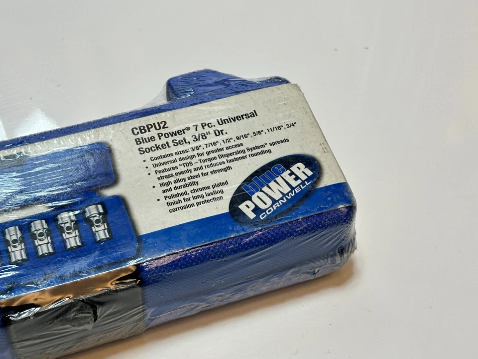 NEW Cornwell CBPU2 7pc SAE 3/8-3/4 Chrome Universal Swivel Socket Set 3/8" Drive - Image 4 of 4