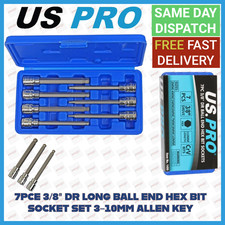 US PRO 7pc 3/8"Dr Long Ball End Hex Bit Socket Set 3 - 10mm Allen Key 1499