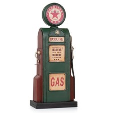 Blech-Deko Spardose Zapfsäule Gasoline grün rot Tankstelle Nostalgie Blechmodell