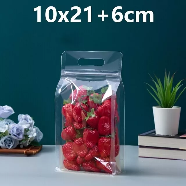 Transparent Plastic Zip Lock Bag, Plastic Stand Up Pouch, Resealable Bags, with Handle, Clear, 23x30x0.08cm Plastic Clear