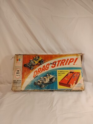 Vintage Milton Bradley 1965 Drag Strip Racing Game MB Marble And Cars 