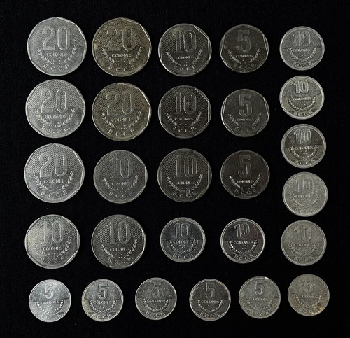 OLD Costa Rica Coin LOT * 1983-2012 * Costa Rican 5 10 20 COLONES Coins BULK LOT