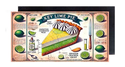 Key Lime Pie FRIDGE MAGNET sign (2 x 4 inches, wood)
