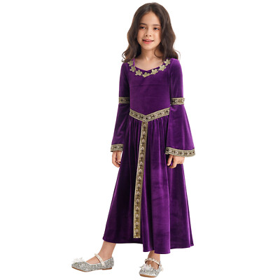 Amscan Mittelalter-Prinzessinnen-Kostüm Für Mädchen – Pflaumenfarbe, Größe 4-10 Jahre, Inkl. Kleid & Stirnband