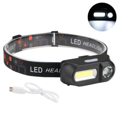 Multifunction USB Rechargeable LED Headlight COB Super Bright Headlamps 