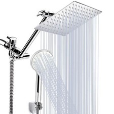 Chrome 10in Rain Shower Head w/Handheld Spray Combo High Pressure Adjustable Arm