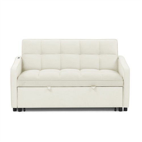 Loveseat Sofa Bed Pull-out, Adjustable Back, Arm Pockets, TypeC & USB Charging - Picture 7 of 24