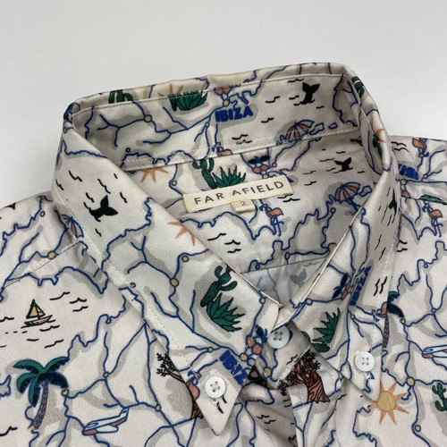 Far Afield Hemd Herren Medium Weiß Ibiza Print Kurzarm Button Down AOP - Bild 4 von 14