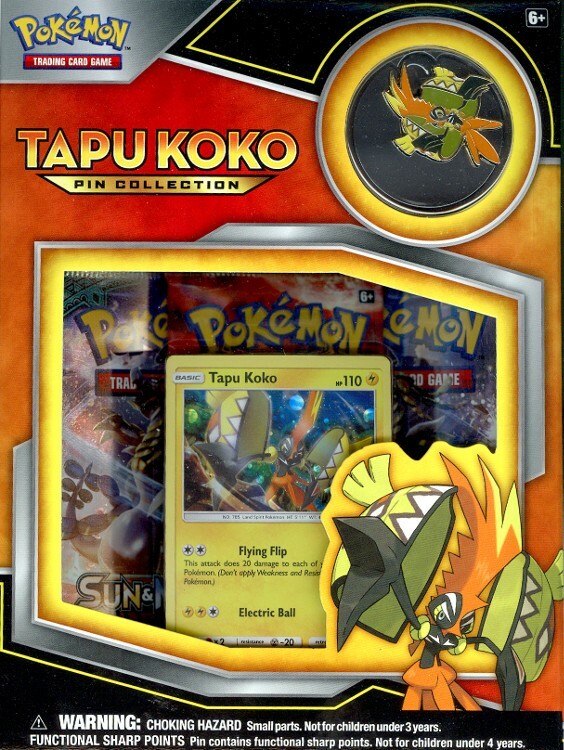 pokemon tcg tapu koko pin collection card game Pokmon TCG: Box Tapu Koko is one of the guardians Pokmon of the Alola region POKEMON TAPU KOKO PIN COLLECTION