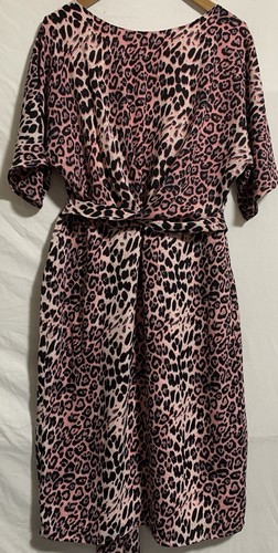 Bonmarche pink animal prints twist front belted dress size 18 - Picture 2 of 9