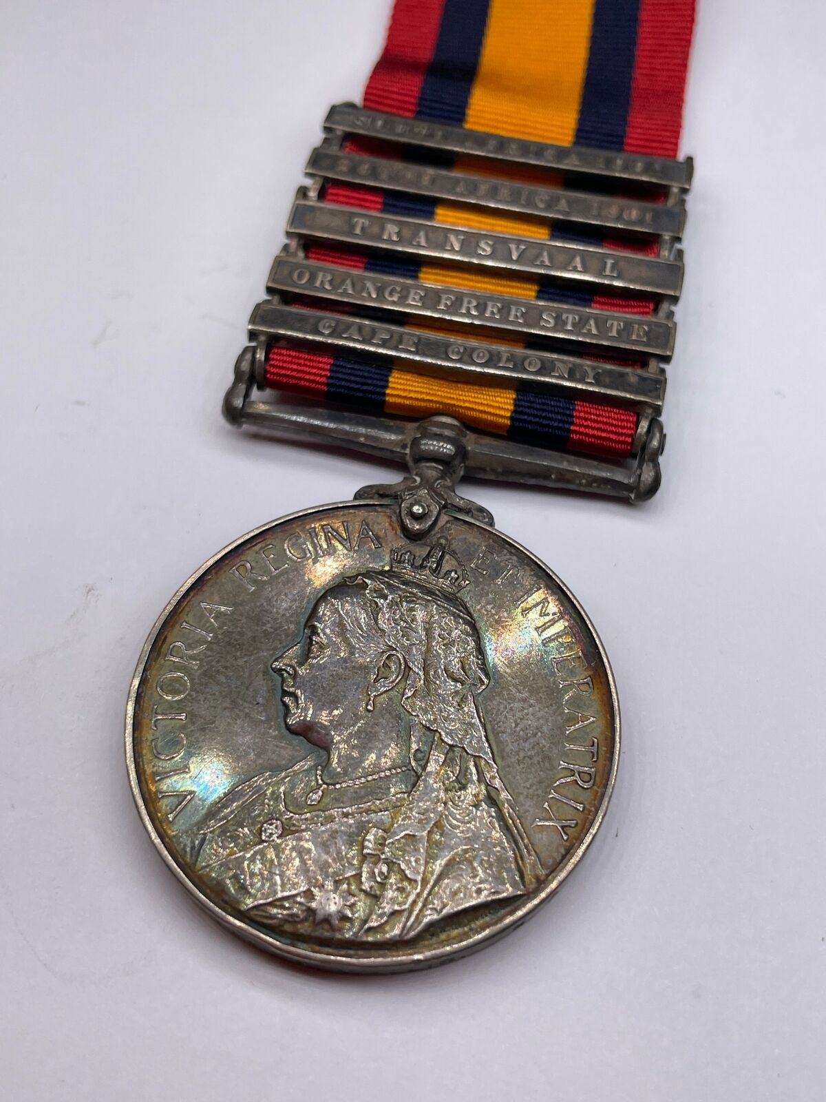 Original Queens South Africa Medal, Five Clasps, Wallis, South African Constab.