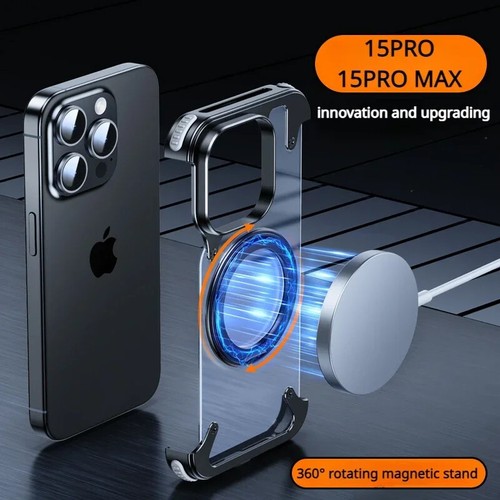Aluminum Metal car Magnetic Case For iPhone 15 Pro Max/15 Pro Magsafe Cover - Picture 8 of 18