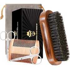 Beard Brush for Men, Boar Bristle Black Walnut Wood Beards and Mustaches