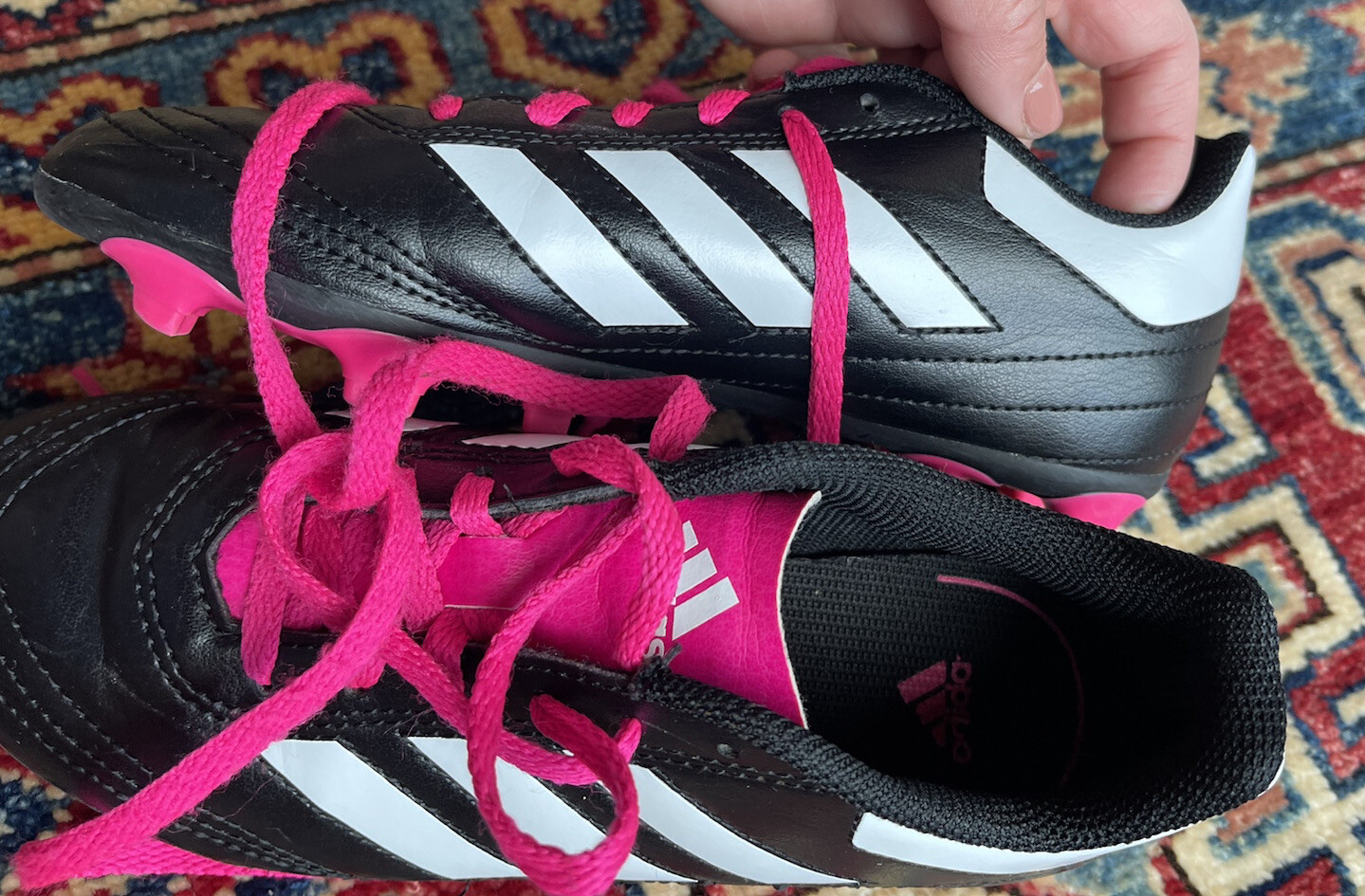 Adidas Soccer Shoes Kids US Youth Size 2.5 Black Leather Mint Condition